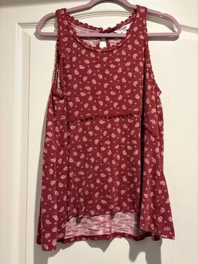 Women’s Red Floral Sleeveless Tunic Top